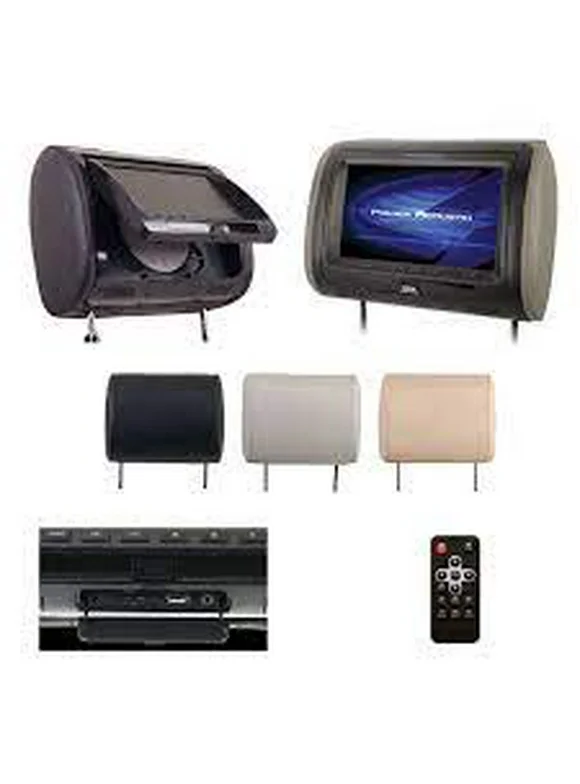 2 Power Acoustik HDVD-71CC Universal Replacement Headrest w/ DVD Player & 7 LCD