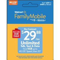 Daily Saves Family Mobile $29.88 Unlimited 30 Day Airtime Card