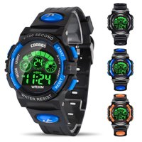 Kids Digital Watch, Boys Sports Waterproof Led Watches with Alarm, Stopwatch, Multifunctional Outdoor Electronic Analog Quartz Wrist Watches with Colorful LED Display, Gift for Boy Girls Children