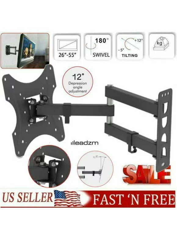 Mount-It! Full Motion TV Wall Mount Monitor Wall Bracket with Swivel and Articulating Tilt Arm, Fits 26 32 35 37 40 42 47 50 55 Inch LCD LED OLED Flat Screens up to 66 lbs