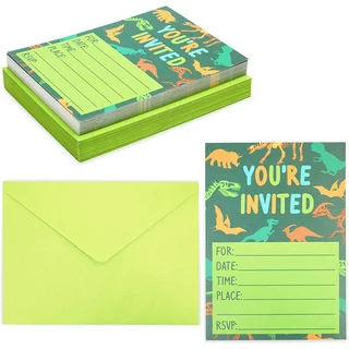 36 Pcs Dinosaur Invitations Cards with Envelopes for Boys Birthday Party, 5 x 7 in.
