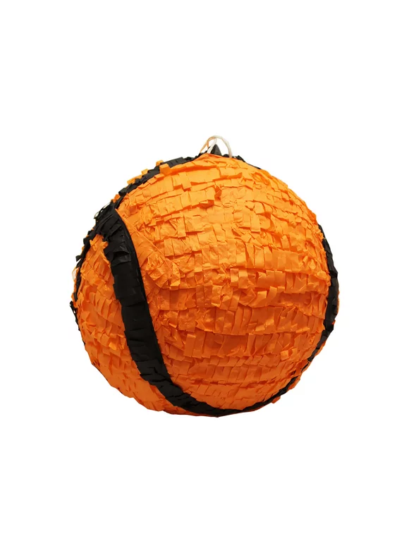 Lala Imports Orange Round 3D Basketball Pinata, 12" x 12"