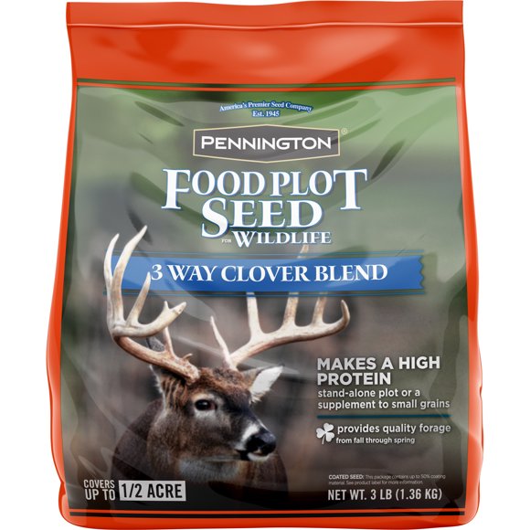 Pennington Food Plot Seed for Wildlife,  3-Way Clover Blend, 3 lbs Covers up to 1/2 Acre