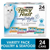 (24 Pack) Fancy Feast Wet Cat Food Variety Pack, Creamy Delights Poultry & Seafood Collection, 3 oz. Cans