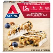 Atkins Protein-Rich Meal Bar, Blueberry Greek Yogurt, Keto Friendly, 5 Count