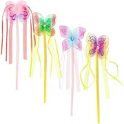 Blue Panda Princess Fairy Butterfly Wands, Ballerina Birthday Party Favors (12 Pack)