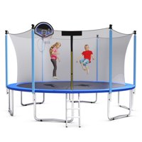 Gymax 14/15ft Trampoline Combo Bounding Bed Trampoline w/ Enclosure Net Ladder