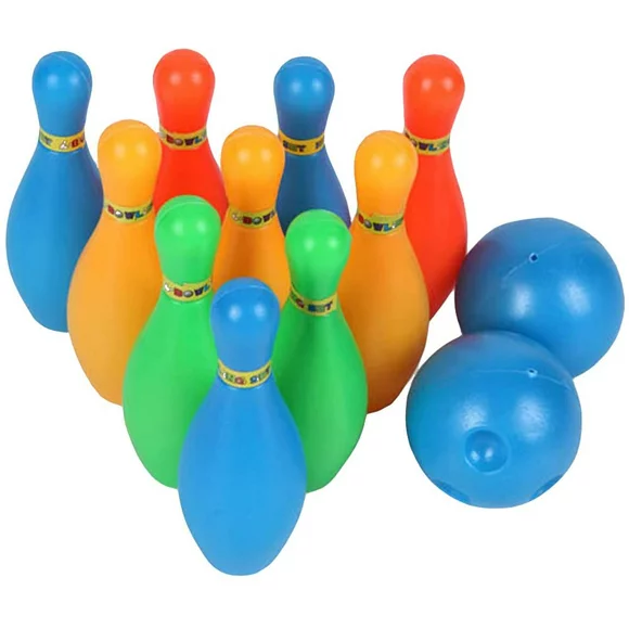 Limei Bowling Pins Ball Set Toys Mini Plastic Indoor Family Party Games with 10 Pins and 2 Balls Birthday Gift for Kids Toddlers Boys Girls Children 2 3 4 5 Years