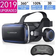 VR Headset with Remote Controller,HD 3D VR Glasses Virtual Reality Headset for VR Games & 3D Movies, VR Headset for iPhone/Android phone Compatible 4.7-6 inch
