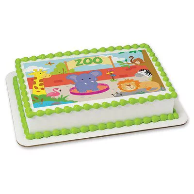 Zoo Animals Edible Frosting Sheet Cake Topper - Licensed - 1/4 Sheet