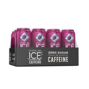 Sparkling Ice +Caffeine Naturally Flavored Sparkling Water, Black Raspberry 16 Fl Oz, (Pack of 12)