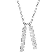 Personalized Sterling Silver Mothers Vertical 2-Name Necklace with an 18 inch Link Chain