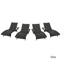 Outdoor Grey Wicker Chaise Lounge (Set of 4)