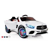 New 12V Mercedes AMG SL65 Ride on power electric ONE SEATER car For ONE Kid with MP4 Touch Screen, Remote Control, Leather Seat, LED lights, Color - White