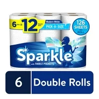 Sparkle Pick-A-Size Paper Towels, White, 6 Double Rolls