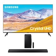 Samsung UN85TU8000 4K Crystal 8 Series Ultra High Definition Smart TV with a Samsung HW-Q70T 3.1.2 Ch Dolby Atmos Soundbar with Wireless Subwoofer (2020)