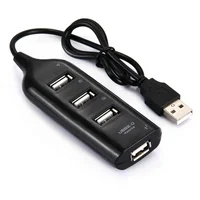 4 Port Compact Plug n Play High Speed USB 2.0 Hub for PC Laptop Peripheral Devices - Black