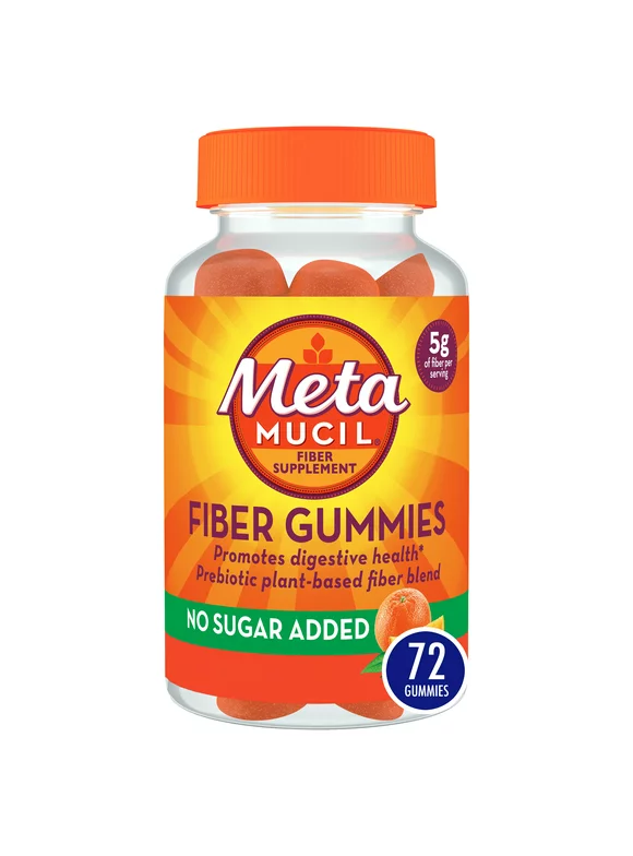 Metamucil Daily Fiber Supplement, Fiber Gummies for Digestive Health, Plant-Based Fiber Blend, 72 Ct