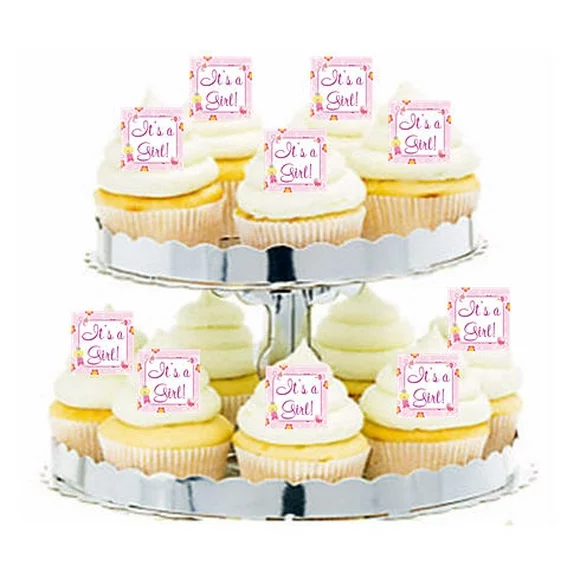 24pk Baby Shower Active Girl Edible Cupcake  Decoration Toppers / Picks