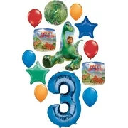 The Good Dinosaur Party Supplies 3rd Birthday Arlo and Spot Balloon Bouquet Decorations - Blue Number 3