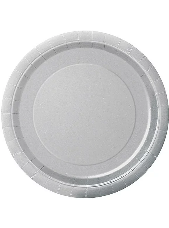 Paper Plates, 7 in, Silver, 20ct