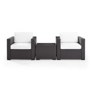 Crosley Furniture Biscayne 2 Person Outdoor Wicker Seating Set In White - Two Outdoor Wicker Chairs & Coffee Table