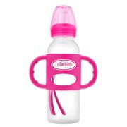 Dr. Brown's Sippy Spout Baby Bottle with 100% Silicone Handle, 8 Ounce, Pink