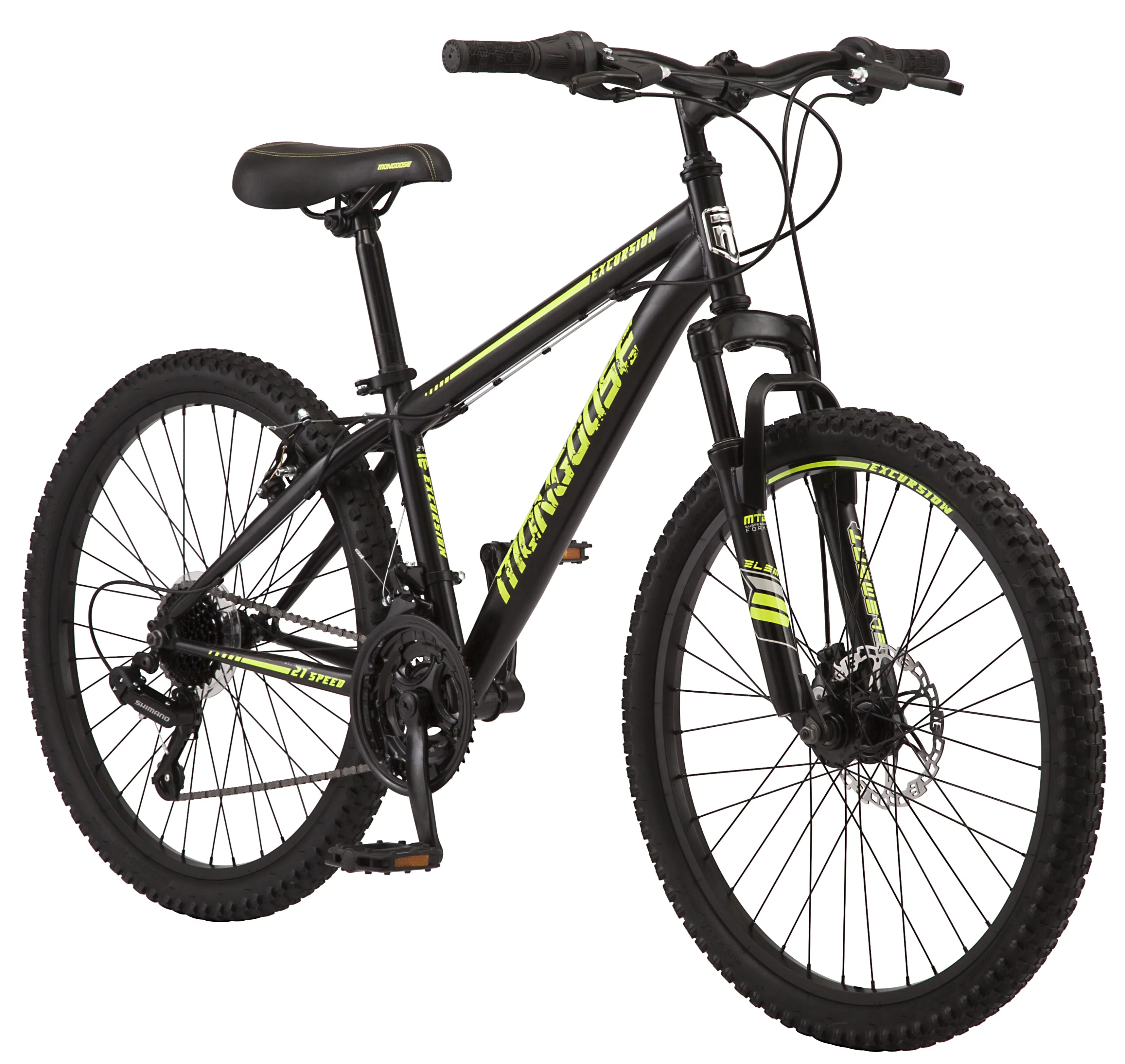 Mongoose 24-in. Excursion Unisex Mountain Bike, Black and Yellow, 21 Speeds
