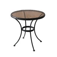 Sonoma Steel & Glass Bistro Table with Woven Rim, 27.17 x 25 x 25 in.