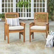 Manor Park Outdoor Wood Patio Chairs with Cushions (Set of 2)