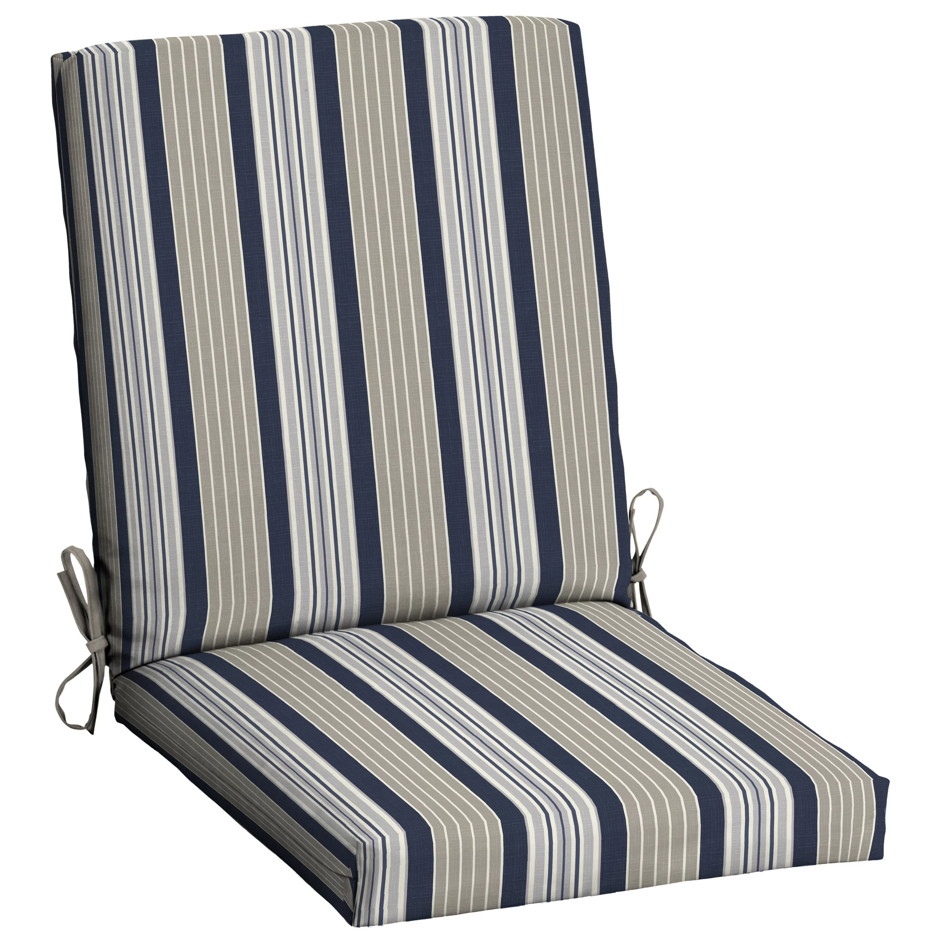 Mainstays 43" x 20" Navy Stripe Rectangle Patio Chair Cushion, 1 Piece