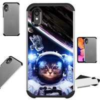 Compatible Motorola Moto E6 Case Hybrid TPU Fusion Phone Cover (Space Cat)