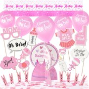Baby Shower Set Girl Pink Decoration Party Bundle Kit Hottest Favors - It's a Girl Banner, Balloons, Mommy Sash, Foil Elephant Swirls, Large Acrylic Pacifiers for Table Scatter Confetti