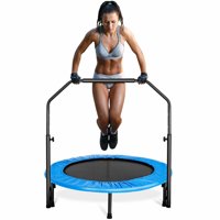 Gymax Mini Rebounder Trampoline With Adjustable Hand Rail Bouncing Workout Exercise