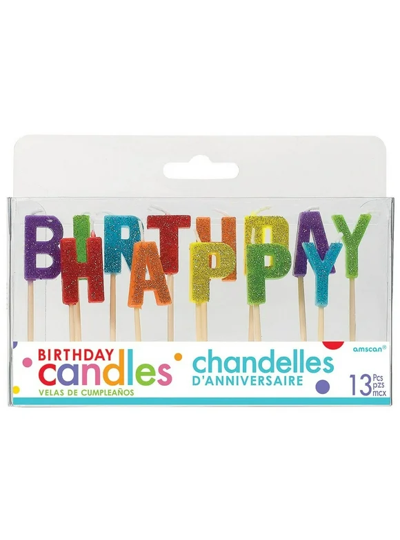 amscan Rainbow Glitter Happy Birthday Candles