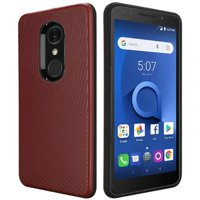 HR Textured Lines Hybrid Case and Atom Cloth for Alcatel idealXTRA (AT&T) - Red