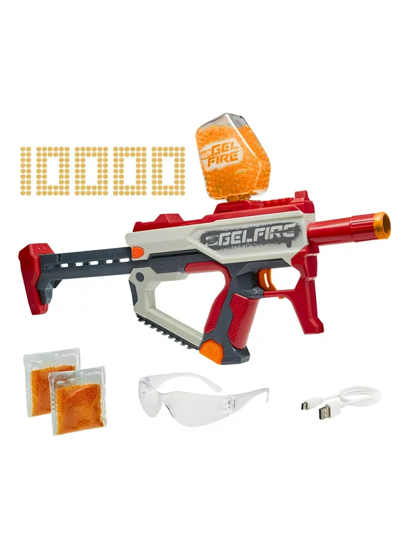 Nerf Pro Gelfire Mythic Blaster, 10,000 Gelfire Rounds, Hopper, Rechargeable Battery, Eyewear