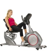 Sunny Health & Fitness Magnetic Recumbent Bike Exercise Bike, Self-Powered Cycling for USB Charging Function with Easy Adjustable Seat and Device Holder - SF-RB4880, Gray