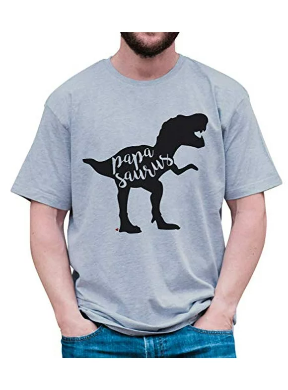 7 ate 9 Apparel Men's Papasaurus Dinosaur T-Shirt Grey