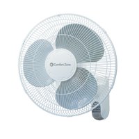 Comfort Zone 16 in. Quiet 3-Speed Wall Mount Fan with Remote Control, Timer and Adjustable Tilt in White