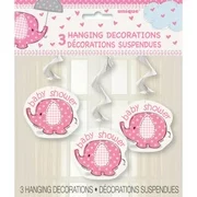 (4 Pack) Elephant Baby Shower Hanging Decorations, 26 in, Pink, 3ct