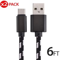 2x 6FT USB Type C Cable Fast Charging Cable USB-C Type-C 3.1 Data Sync Charger Cable Cord For Samsung Galaxy S9 S9+ Galaxy S8 S8 Plus Nexus 5X 6P OnePlus 2 3 LG G5 G6 V20 HTC M10 Google Pixel XL