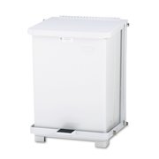 Rubbermaid Commercial Defenders Biohazard Step Can, Square, Steel, 7gal, White -RCPST7EWHPL