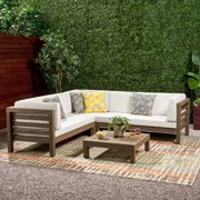Argentine 4 Piece Outdoor Wooden Sectional Set with Cushions