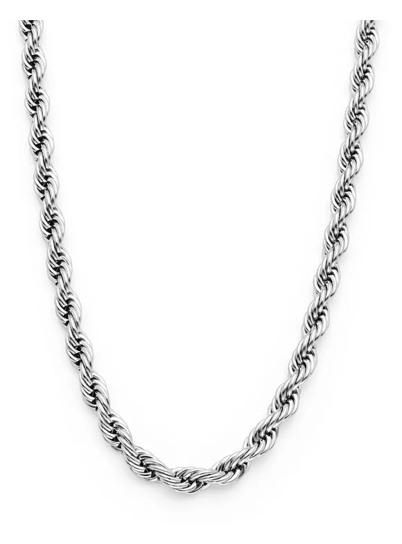 Stainless Steel Men's Rope Chain Necklace 4MM 24"