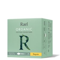 Rael Organic Cotton Menstrual Regular Pads - Unscented, Chlorine Free, Natural Sanitary Napkins with Wings, 14 Count