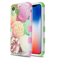 TUFF Hybrid (Military Grade Certified) Phone Protector Cover Case for Apple iPhone XR - Ice Cream Scoops