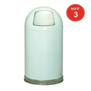 Witt Industries Dome Top Steel Trash Receptacle in White with Galvanized Liner (10 gal.) (Pack of 3)