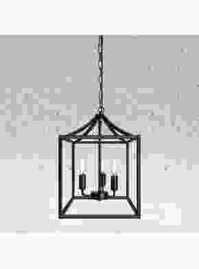 KIGHSIN Farmhouse 3-Light Pendant, Black Finish Lantern Chandelier for Foyer, Dining Room, Kitchen Island, Bedroom
