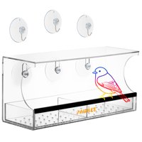 PAWBEE Window Bird Feeder - Large Wild Bird Feeder for Outside - Clear Acrylic & Removable All Bird Feeder Tray